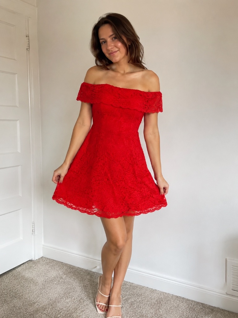 Charlotte Russe Mini Red Lace Dress